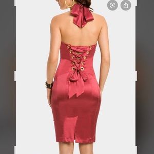 MARCIANO - Hot pink satin dress w/ corset back